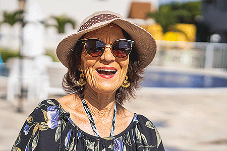 Patient using sun protection to protect skin after a skin biopsy